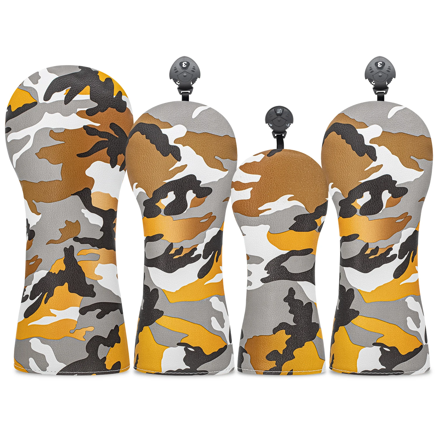 غطاء حماية للجولف بتصميم متطابق باللون الرمادي الأصفر، نمط مموه عشوائي، غطاء رأس جولف عصري، إكسسوارات جولف