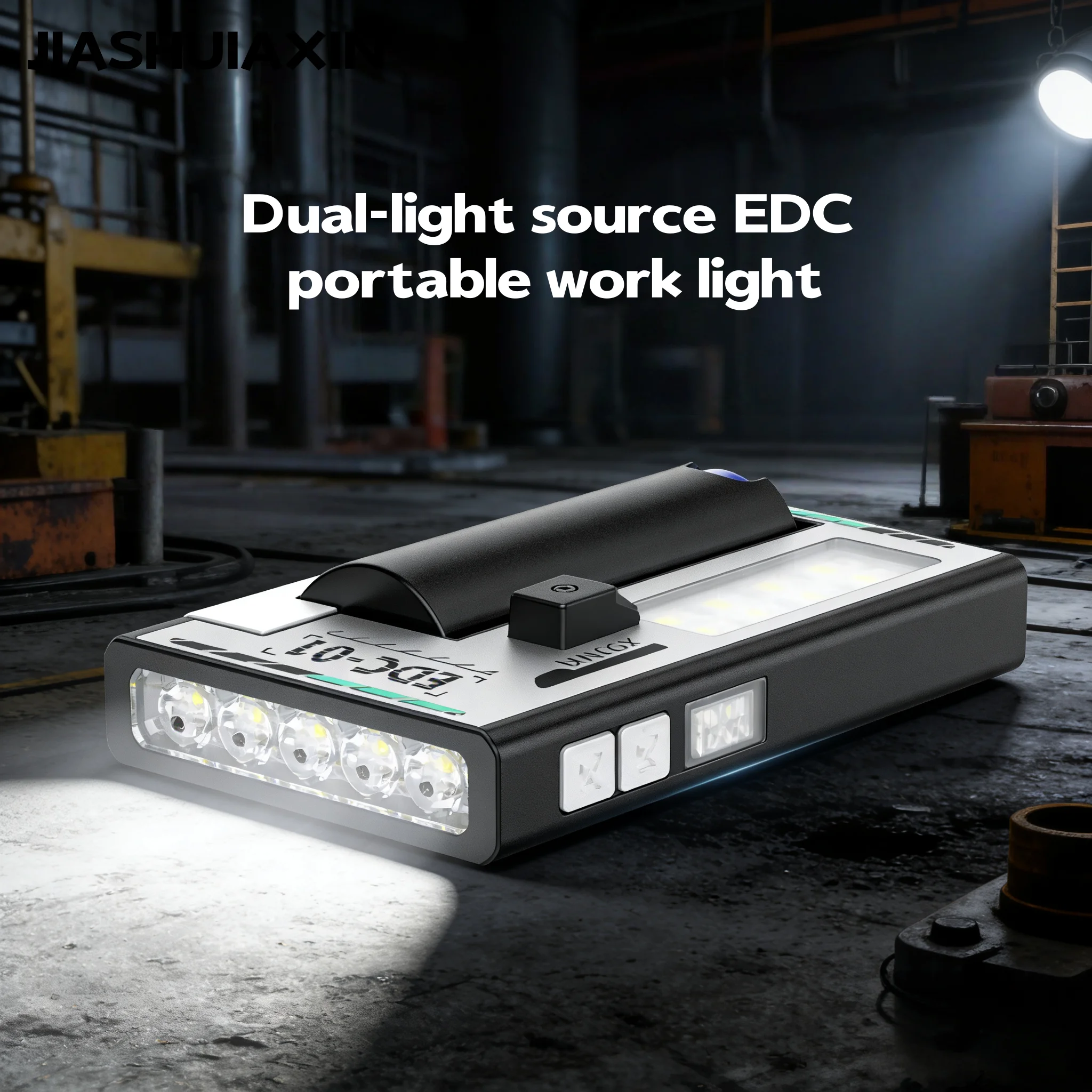 Rechargeable Emergency Lamp Super Bright LED COB Dual-Light 21700 3000mAh Portable EDC Work Light 6 Modes w/ Digital Display