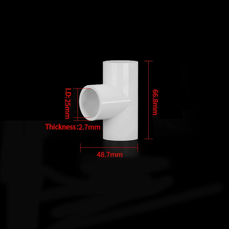 1–20 Stück, 20–40 mm, weißes PVC-Wasserrohr-T-Stück, gleicher Durchmesser, Verbindungsstücke, Wasserversorgungsrohre, Kunststoff-Abflussrohre – Detail 7