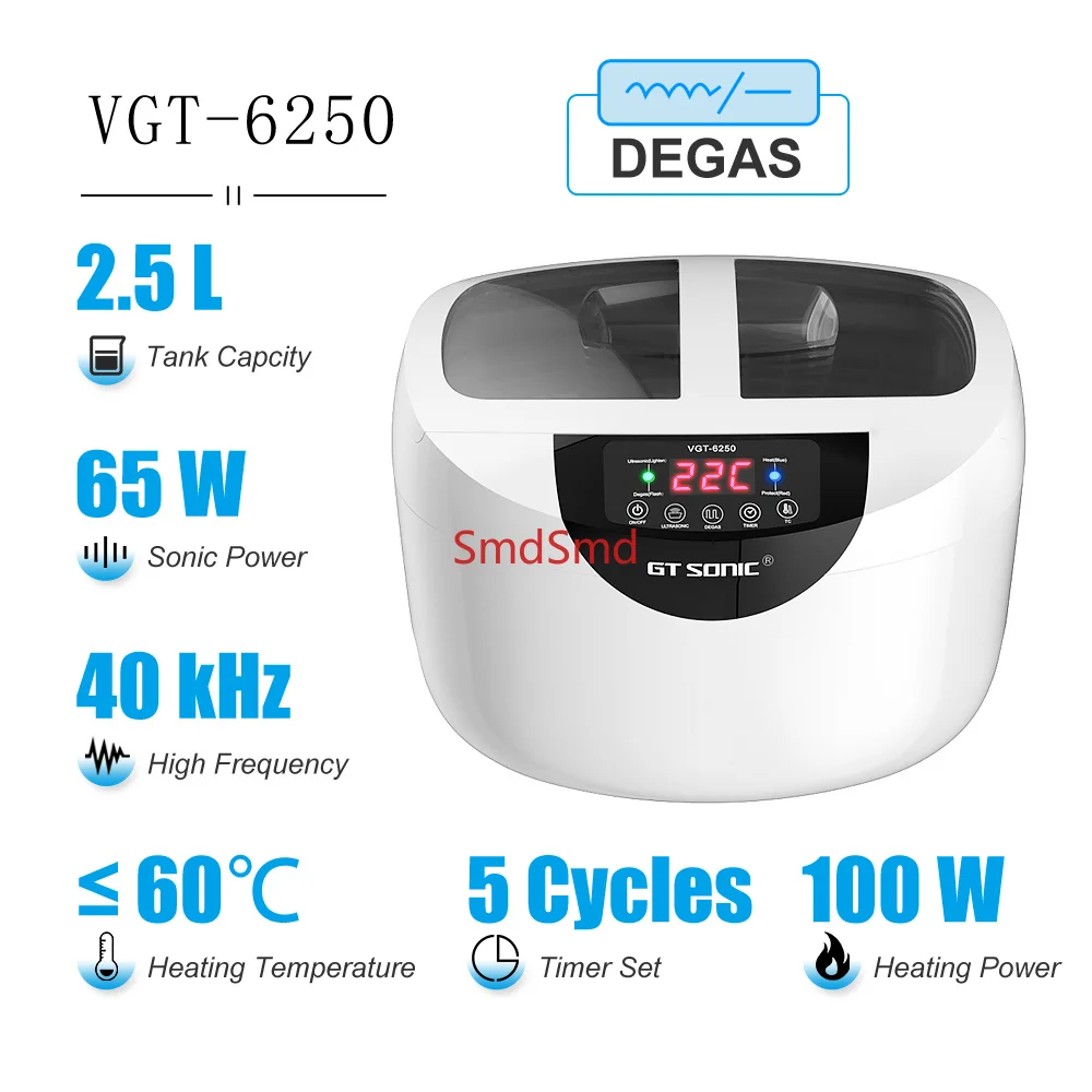 VGT-6250 Digital Ultrasonic cleaner 2500ML for Fruits Vegetables Home Kitchen Ultrasonic Baths