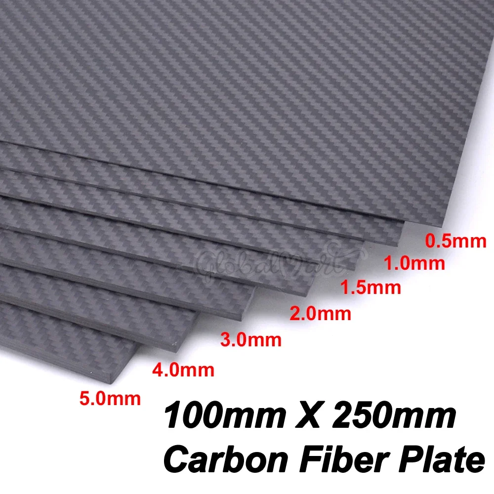 0.5-5MM 100mm X 250 mm 3K Matte Surface Carbon Plate Panel Sheets High Composite Hardness Material Carbon Fiber Board 100x250mm