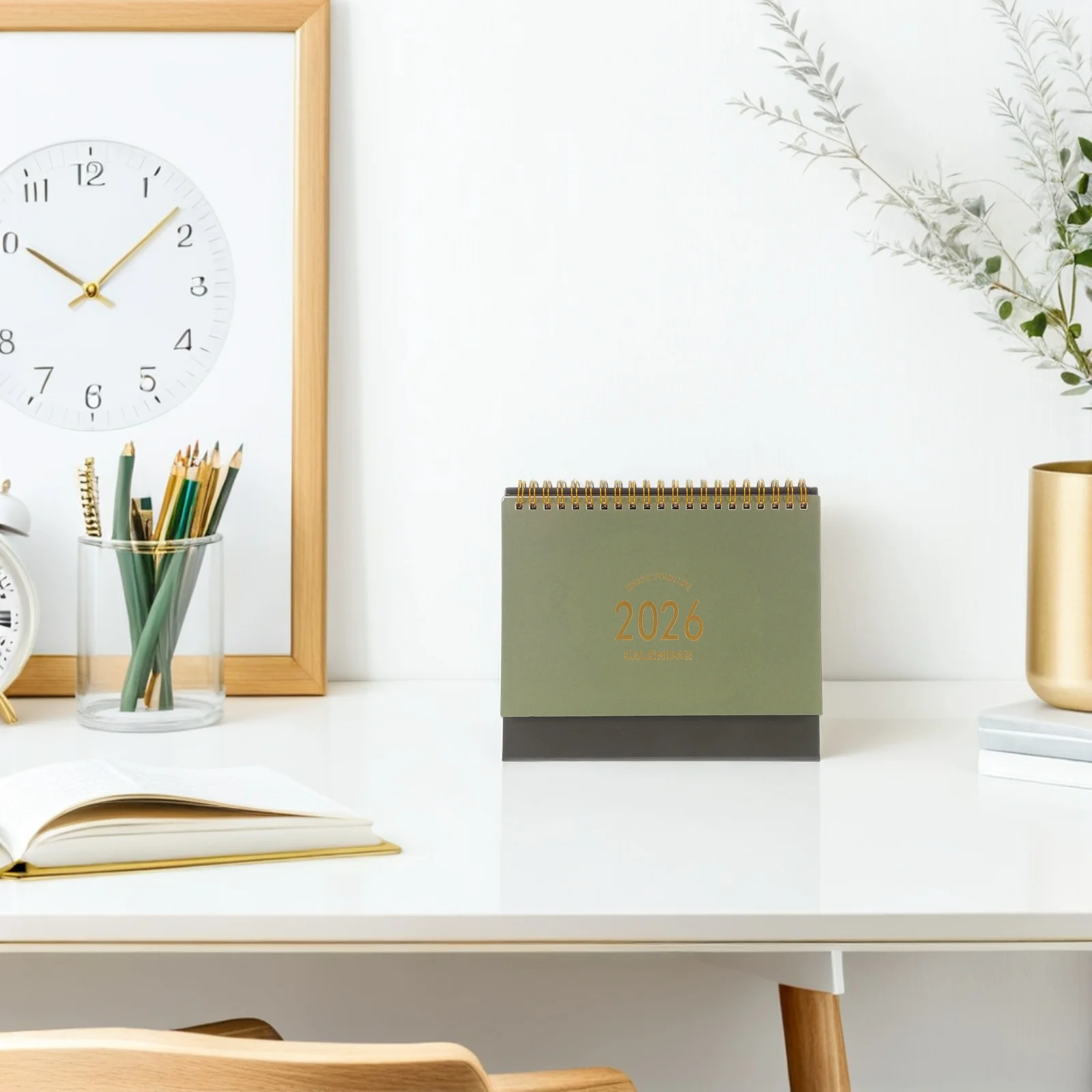 2025-2026 Desk Calendar Compact Standing Flip Thick Paper Office Home School Use Monthly Planner Busy Schedules Wall Hanging