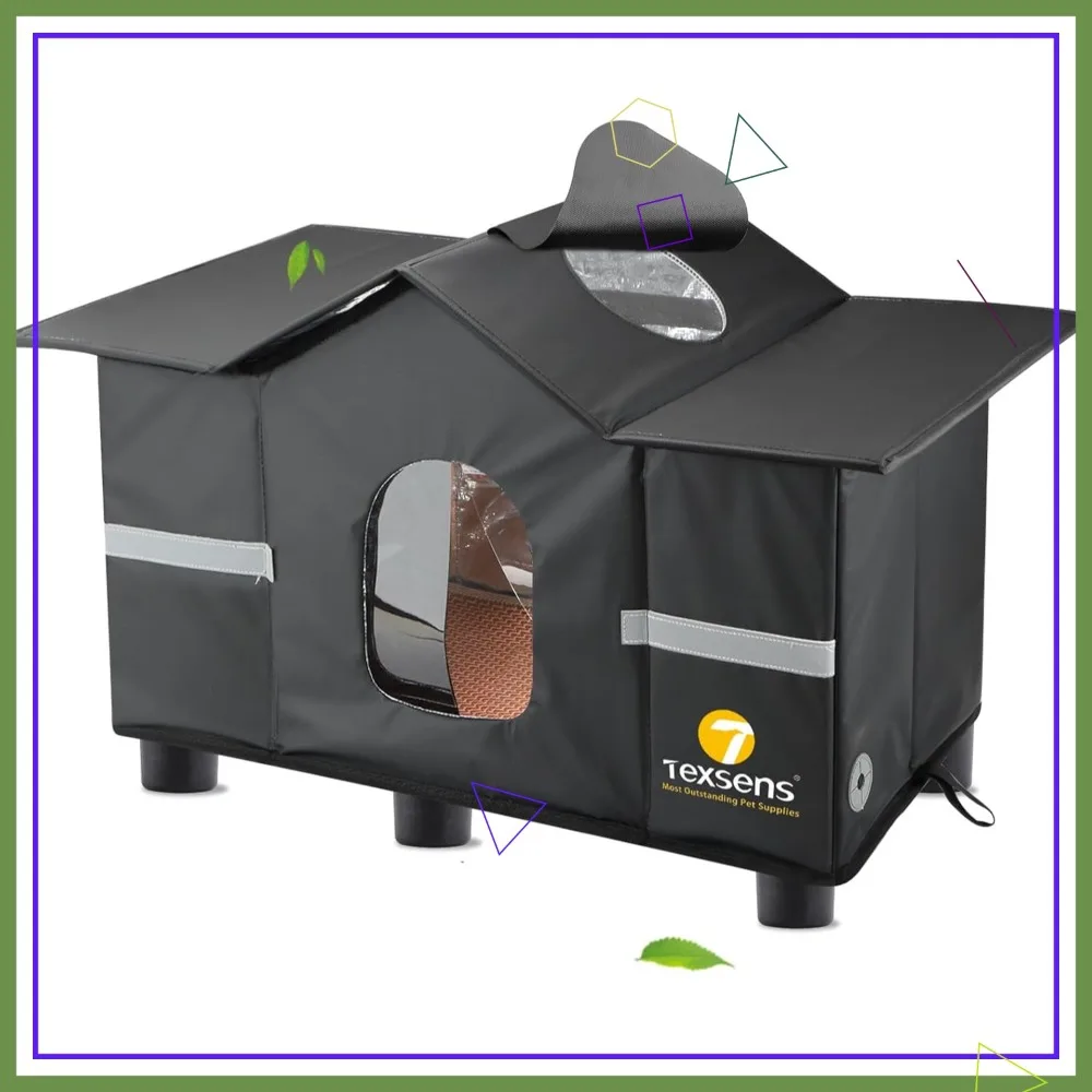 

Всепогодный уличный домик для кошек с утепленной подставкой, окном на крыше и уютной подушкой для бездомых или дворовых кошек