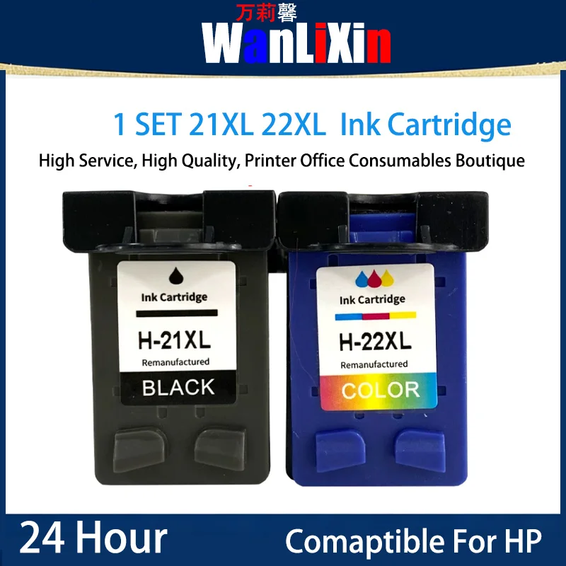 1 conjunto de cartuchos de tinta 21xl 22xl compatíveis com HP DeskjetD1560 F2280 3920 F370 F380 F390 3940 D2360 F4185 F2100 D1460