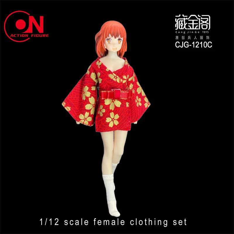 Ensemble Kimono de soldat féminin, échelle 1/12, tissus en soie de Style court, chaussettes de ceinture à motif floral, adaptées au corps de figurine d'action de 6 pouces, CJG-1210