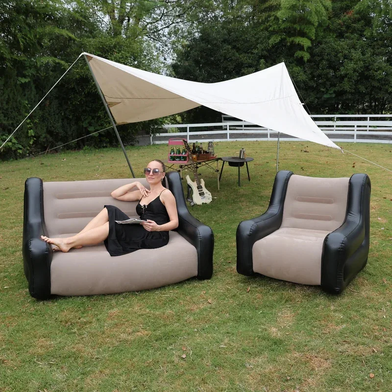 Air Mattress Inflatable Sofa Double Inflatable Chair For Flodable Blow Up Couch Lounger Portable AirSofa Indoor Tent Camping
