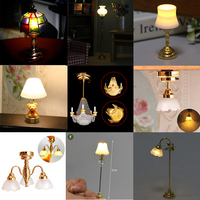 1/12 Dollhouse Miniature Floor Lamp Flower Shape LED Lamp Model Doll Home Lamp Furniture Decoration Toy Micro Scene Ornament