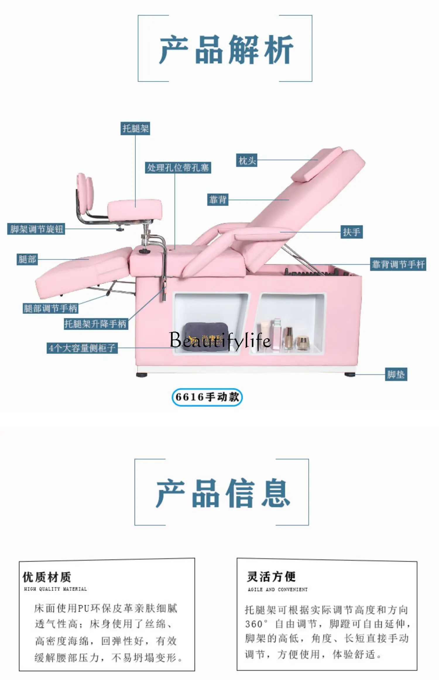 Automatic Gynecological Examining Table Nursing Examination and Washing Bed