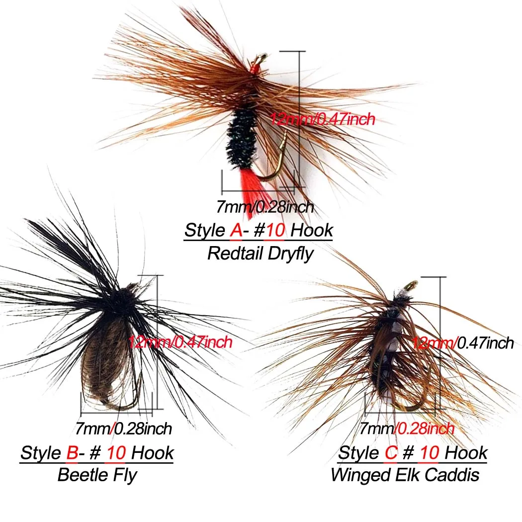 5/10Pcs 3 Different Style Fly Fishing Lure Bait Trout with Hook Fly Fishing Nymph Dry Flies Fishing Flies Bait Insect Lure