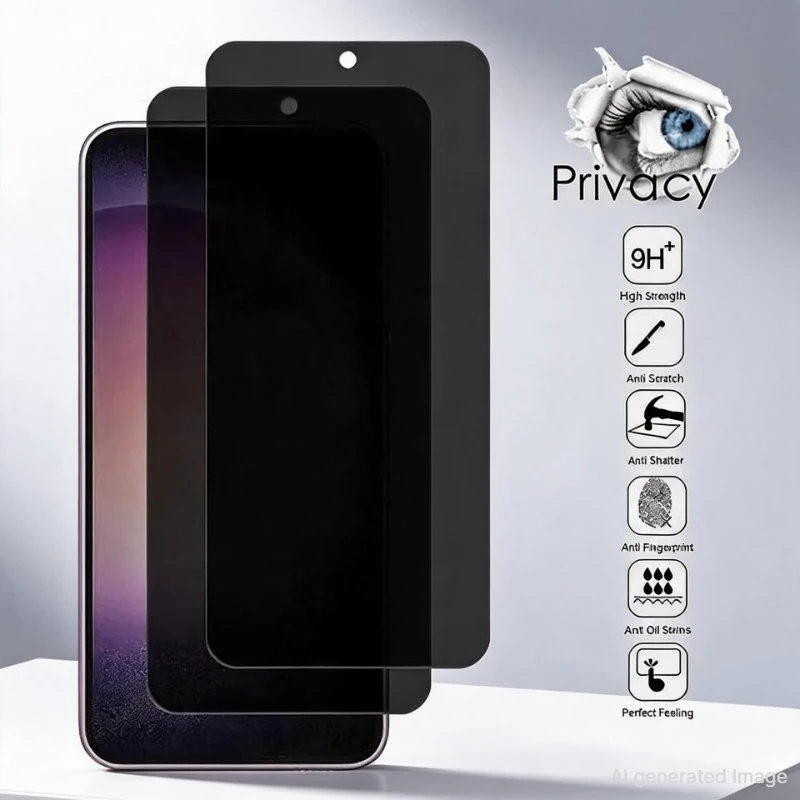 Pellicola protettiva in vetro temperato per la privacy, per Samsung Galaxy S24 S23 Plus, protezione per lo schermo anti-spionaggio, compatibile con la funzione di riconoscimento delle impronte