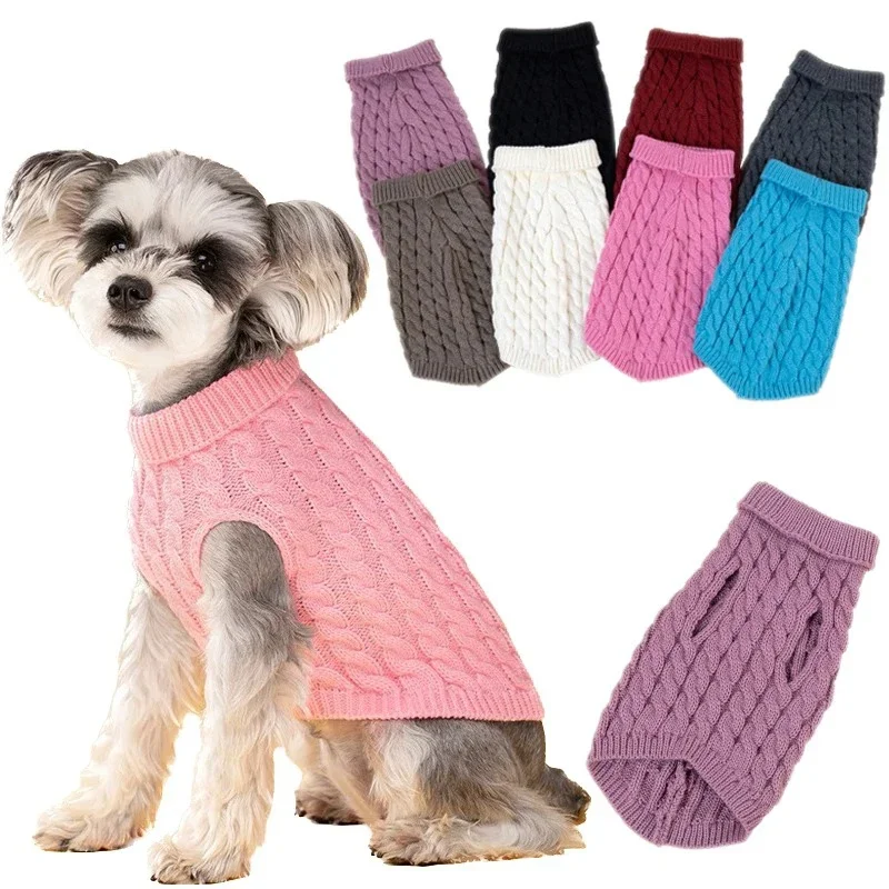 

Dog Sweaters for Small Medium Dogs Cat Winter Warm Knitted Dog Sweater Pet Turtleneck Chihuahua Vest Soft Yorkie Coat Teddy Vest
