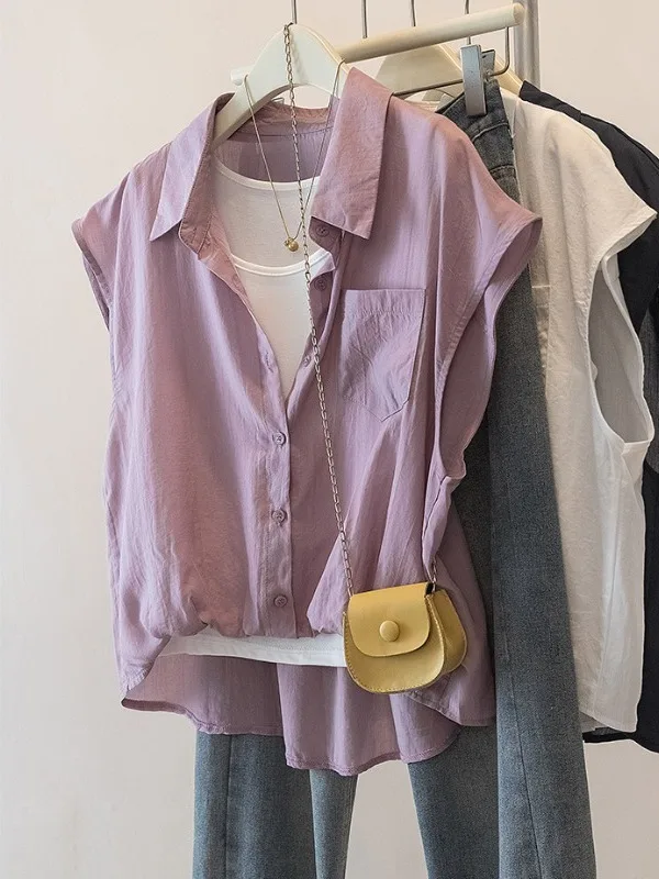 

Summer New plus Size Women's Shirt Thin Short Sleeve V-Neck Irregular Korean Style Commute Wind Loose Fit Cool Sensation