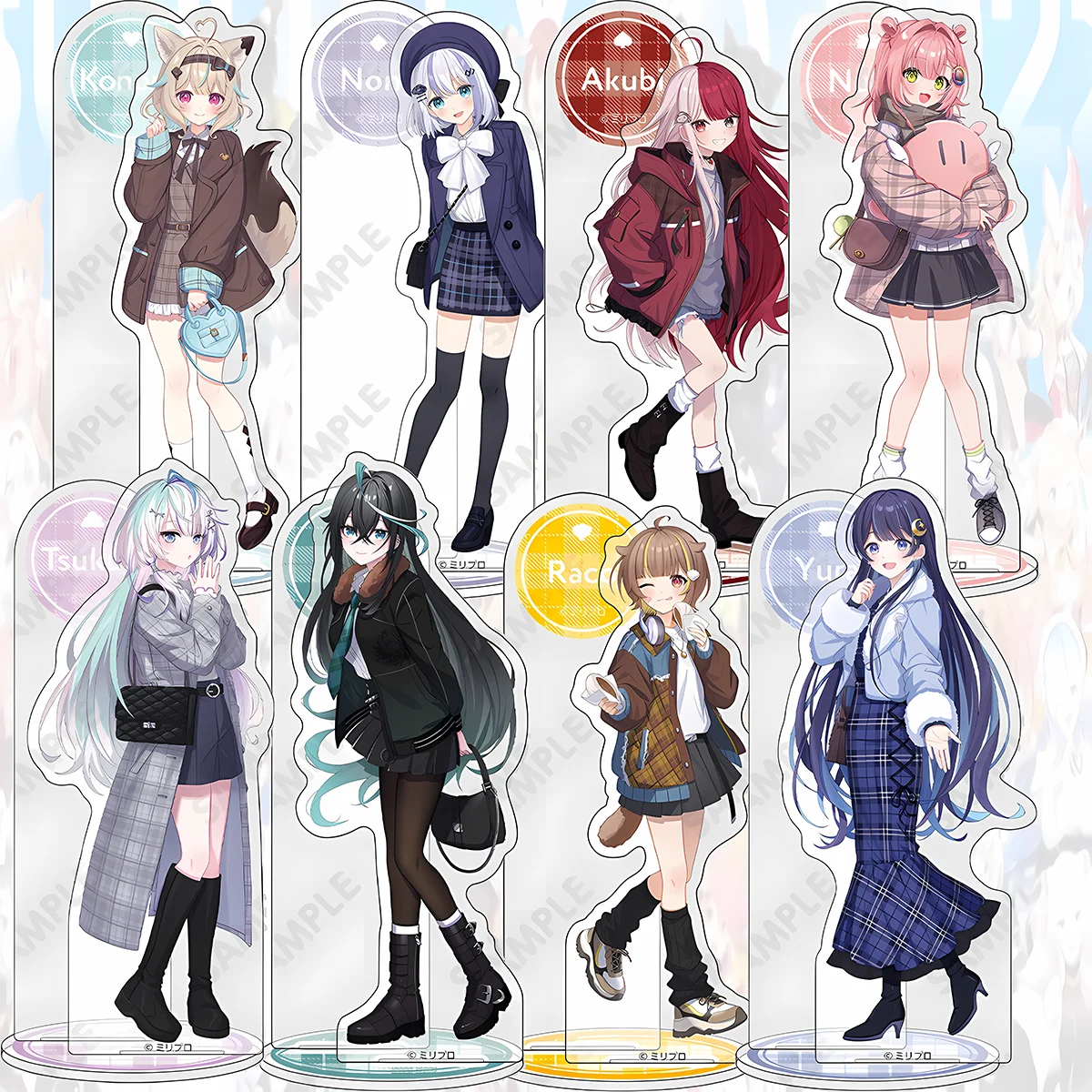 Llavero de acrílico de 15 cm de anime con personajes de Nono Amakami, Konomi Yuragi, Yura Otonose, Raco Vtuber, regalo dulce para fans en su cumpleaños