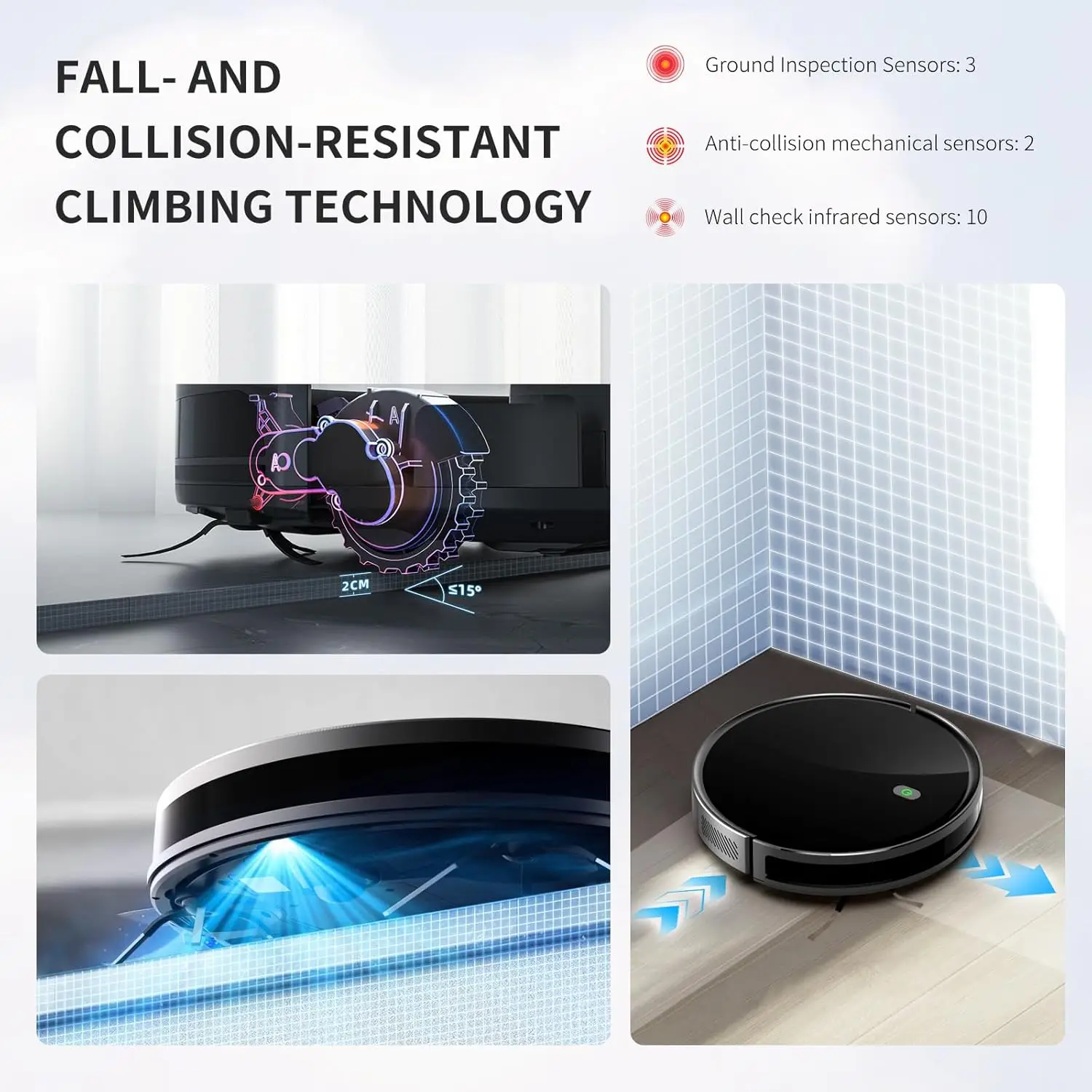 مجموعة مكنسة وممسحة روبوت 2 في 1، شفط 5000 باسكال، وقت تشغيل 120 دقيقة، 2.9 بوصة رفيع، تطبيق/صوتي/جهاز تحكم عن بعد، شحن ذاتي