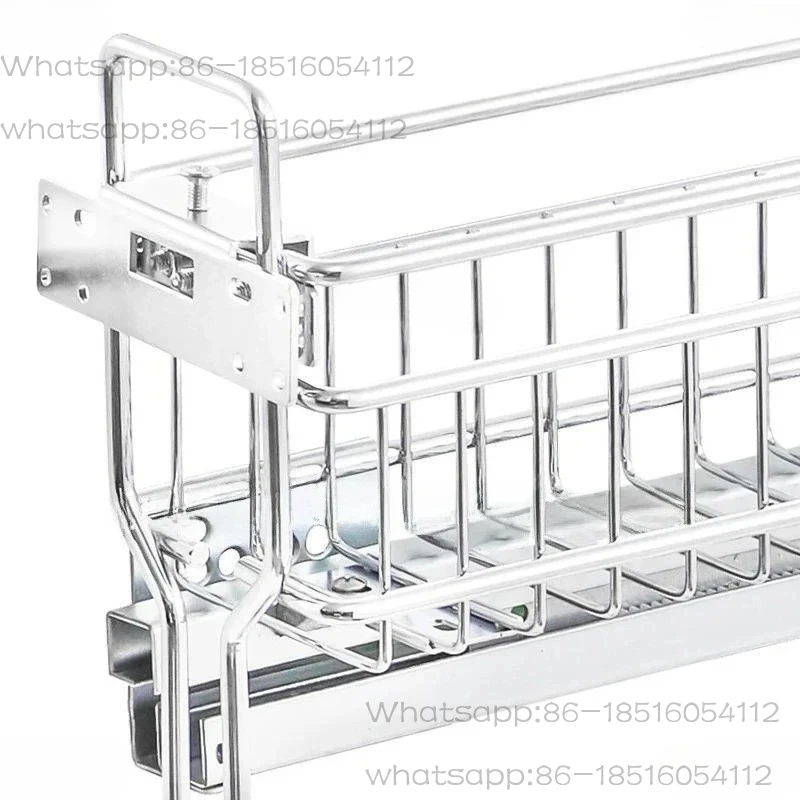 Kitchen Drawer Type Side Pull Floor Cabinet Double Layer Extremely Narrow Basket Storage Buffer Damping Slide