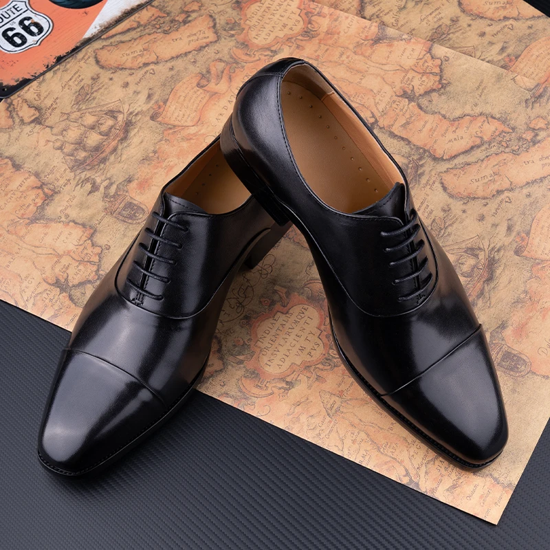 Zapatos de negocios de éxito para hombres, cuero puro, elegante, Oxford de alto grado, Natural, hecho a mano, vestido Formal, traje de fiesta de