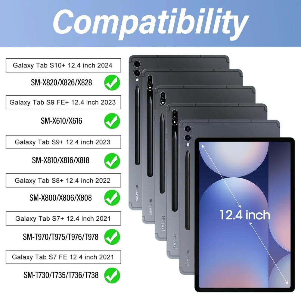 Touchpad Magic Keyboard Case for Samsung Galaxy Tab S10+/S9+/S8+/ S7 FE/ S7+ 12.4 inch Backlit Magic Floating Cantilever Cover