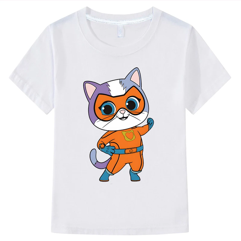 SuperKitties Print kids T-shirt y2k clothes Cotton Short Tops boys girl clothes Anime T-shirt Summer Children clothing one piece