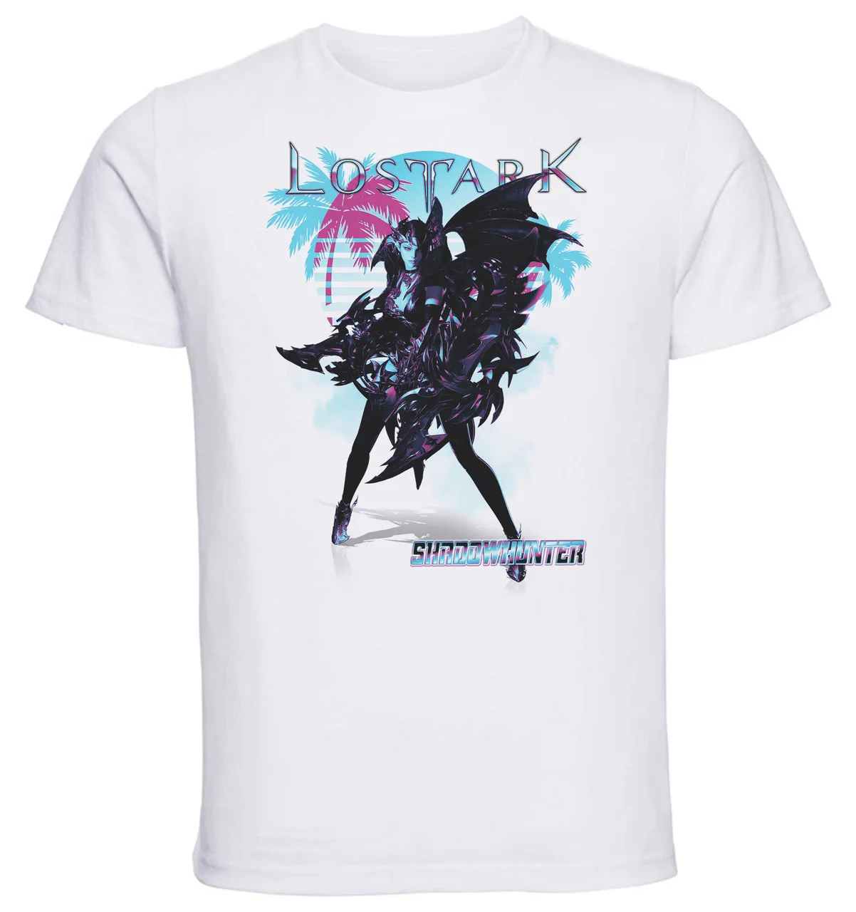 T-Shirt Unisex White Vaporwave Style - Lost Ark - Shadowhunter