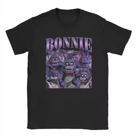 Fashion Vintage FNAF At Freddys Bonnie T-Shirt Men Crewneck 100% Cotton T Shirts Short Sleeve Tee Shirt Gift Idea Clothes