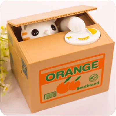 New Money Stealing Cat Coin Bank Cute Cartoon Panda Money Stealing Electric Coin Bank Toy Desktop Ornament Kids Financial Toys