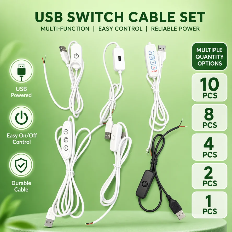 10/8/4/2/1PCS USB Switch Power Supply Wire Connection Cable Hand Scan Touch Button Dimmable ON OFF Weldable LED DIY Spare Parts