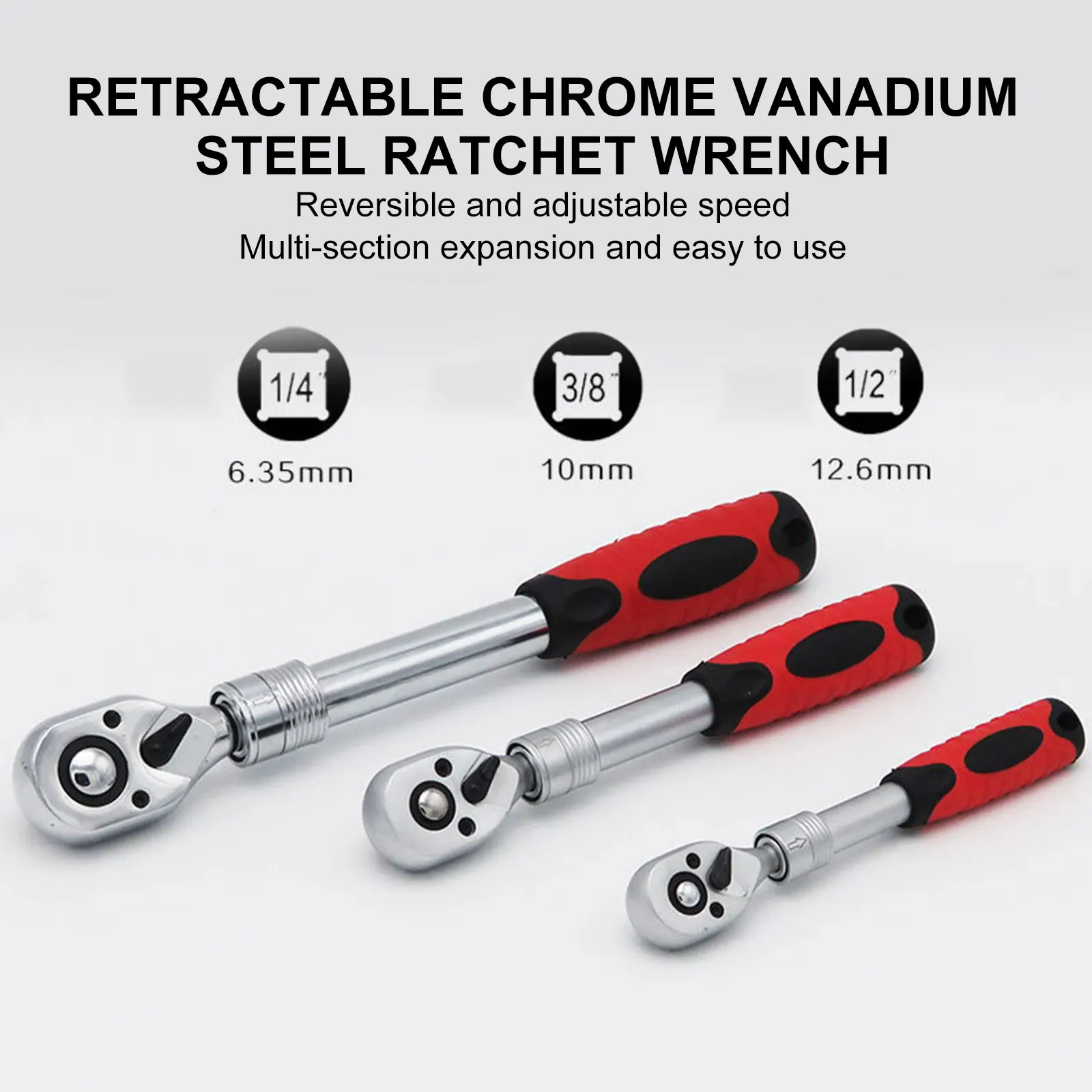 72-Tooth Adjustable Socket Ratchet Wrench 1/2