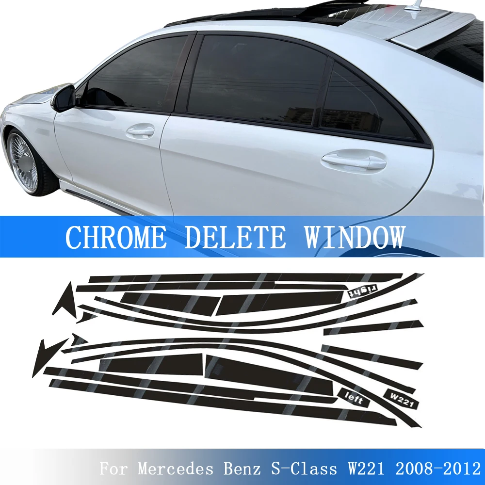

Glossy Black PVC Car Window Decorative Strip Sticker for Mercedes Benz S-Class W221 2008-2012 Exterior Protection Accessory