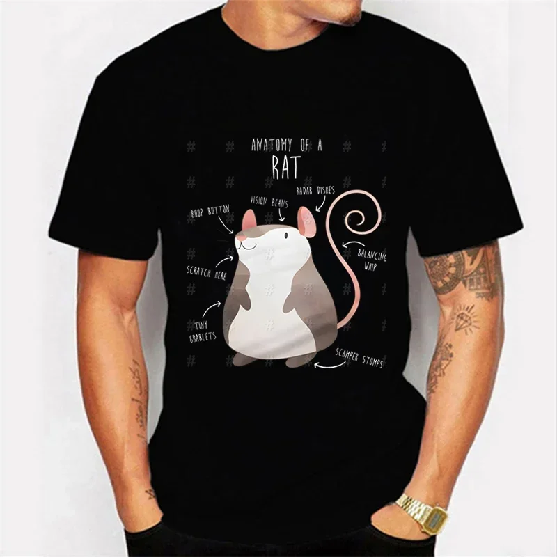 

Top Men Women's T-shirt Cute Rat Printed Short Sleeve Male Harajuku Fashion Couple Loose Street Style Y2K Tops ClothingCX