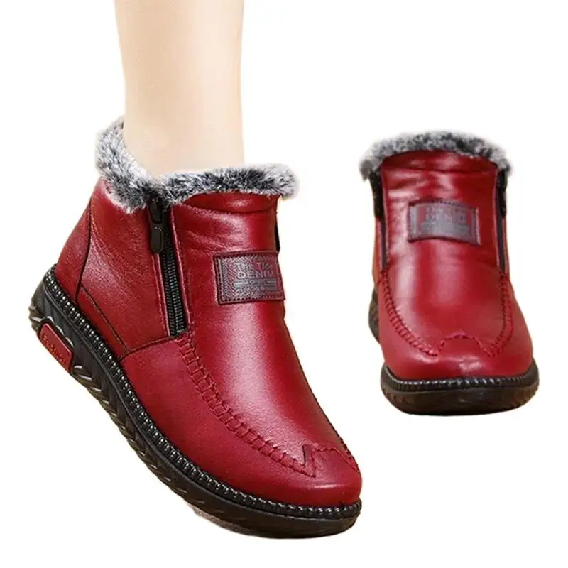 Winter Ankle Boots For Women Anti-Slip Waterproof Snow Boots Women Waterproof Plush Lining Boots Thickened Zipper Cold Weather