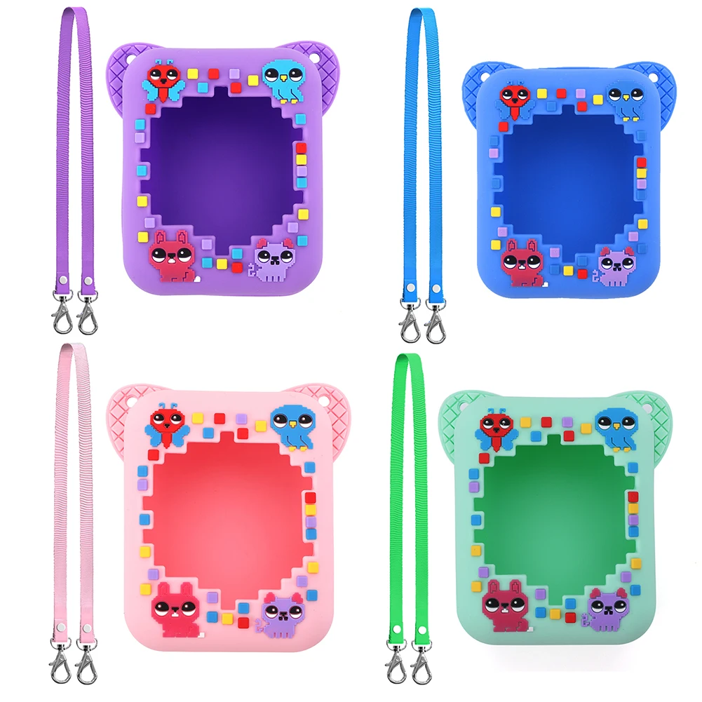 حامل تخزين واقٍ من السيليكون بطباعة حيوانات ثلاثية الأبعاد مع حبل مقاوم للصدمات ومضاد للسقوط للحيوانات الأليفة الرقمية التفاعلية من Bitzee