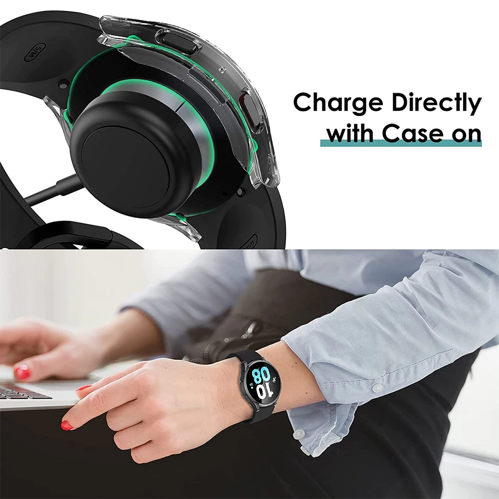 Tempered Glass+ PC Cover for Samsung Galaxy Watch 7 4 5 6 44mm 40mm All Coverage Protective Bumper Case Galaxy Watch Accessories image 2