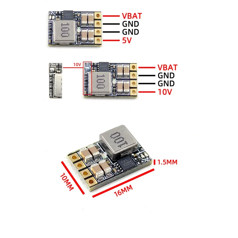 【قائمة جديدة】لبطارية 2S-6S تدعم 3 قطعة لـ FPV BEC Micro 5V 3A/10V 2A UBEC منظم تنحى قابل للتعديل لسباق RC FPV #6