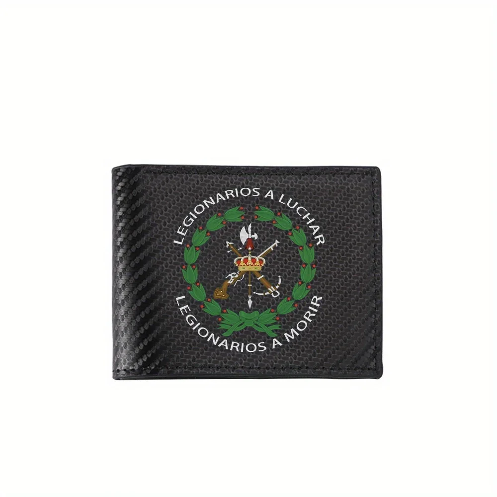 Circle leaves with weapons,crown on black Men's Wallets Simple Business Modern Stylish Printing Design Gifts For Father Boyfrien
