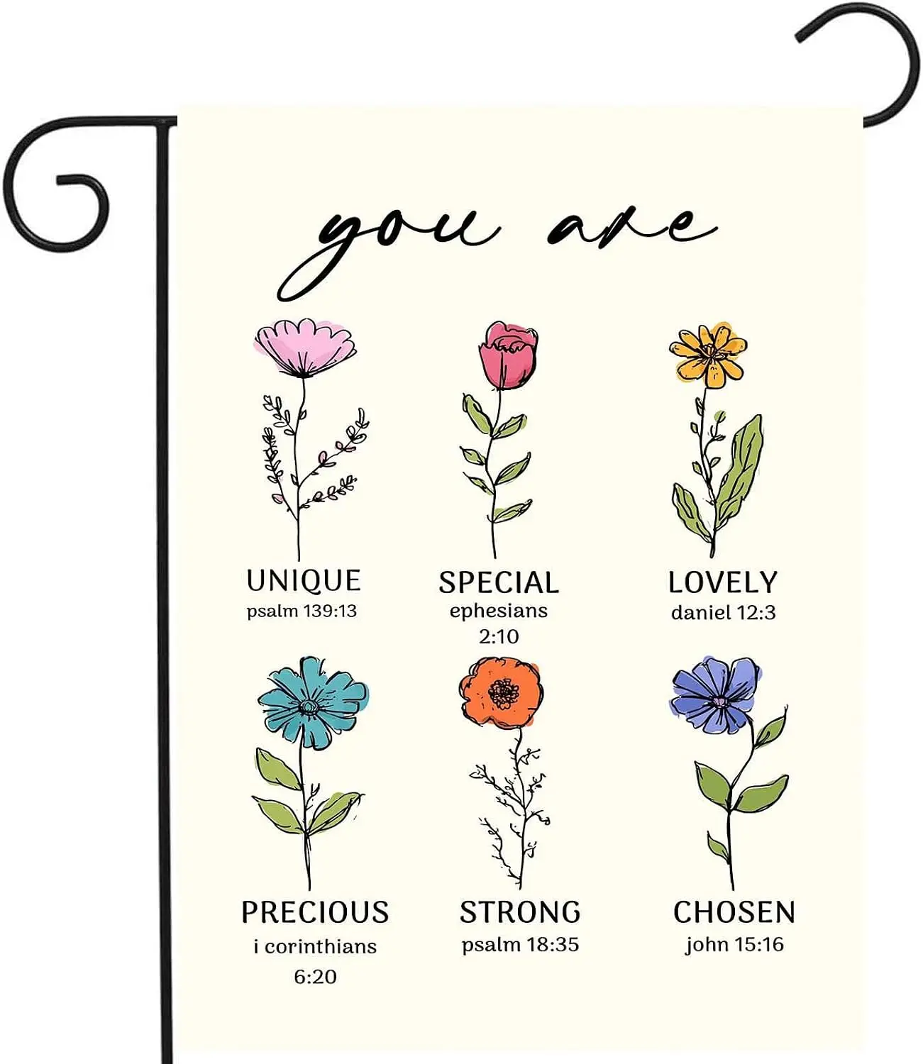 Christian Garden Flag Bible Verse God Says You are Inspirational Flags for Outside 12x18 Double Sided Floral Religious Banne llp