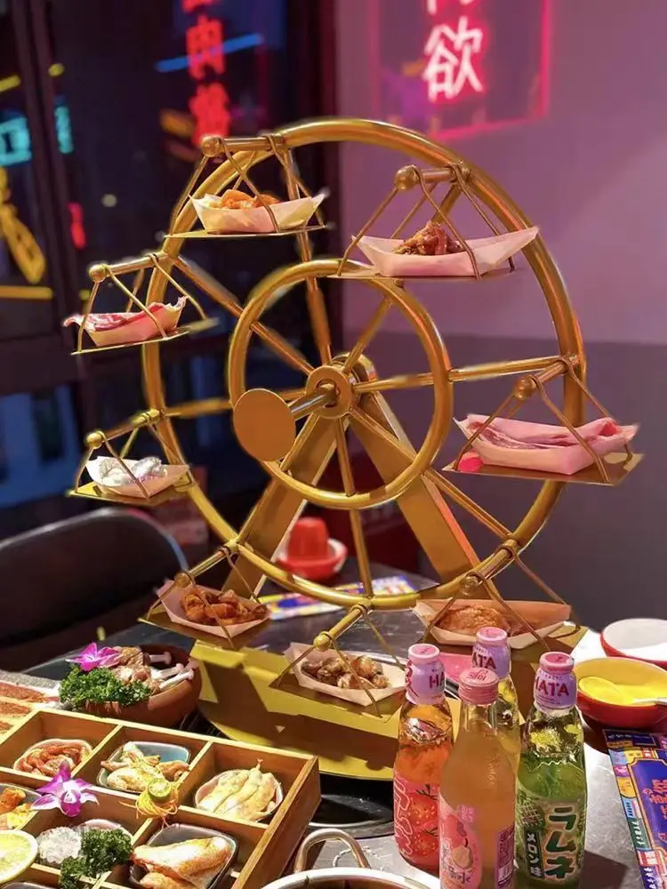 

Rotating Ferris Wheel Vegetable Plate Hot Pot Shop Display Barbecue Rack Creative Restaurant Hotel Specialty Tableware