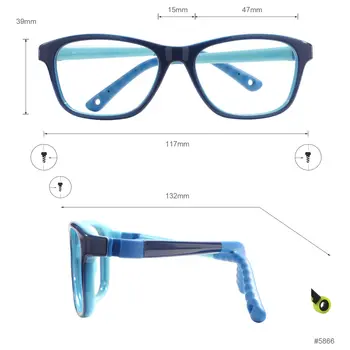 TR90 Flexibla glasögonbågar för barn i plast, lätta, små, hållbara, färgglada glasögon för optiska receptglas 10 best sales Kids glasses frame - №3