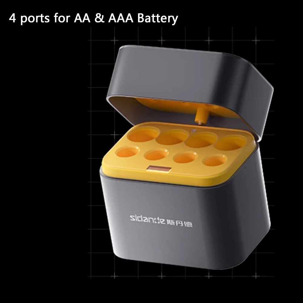 

SIDANDE 8/4 Slots Battery Charger for AA & AAA Rechargeable Lithium ion Batteries Intelligent 1.5V Fast USB Charger Box