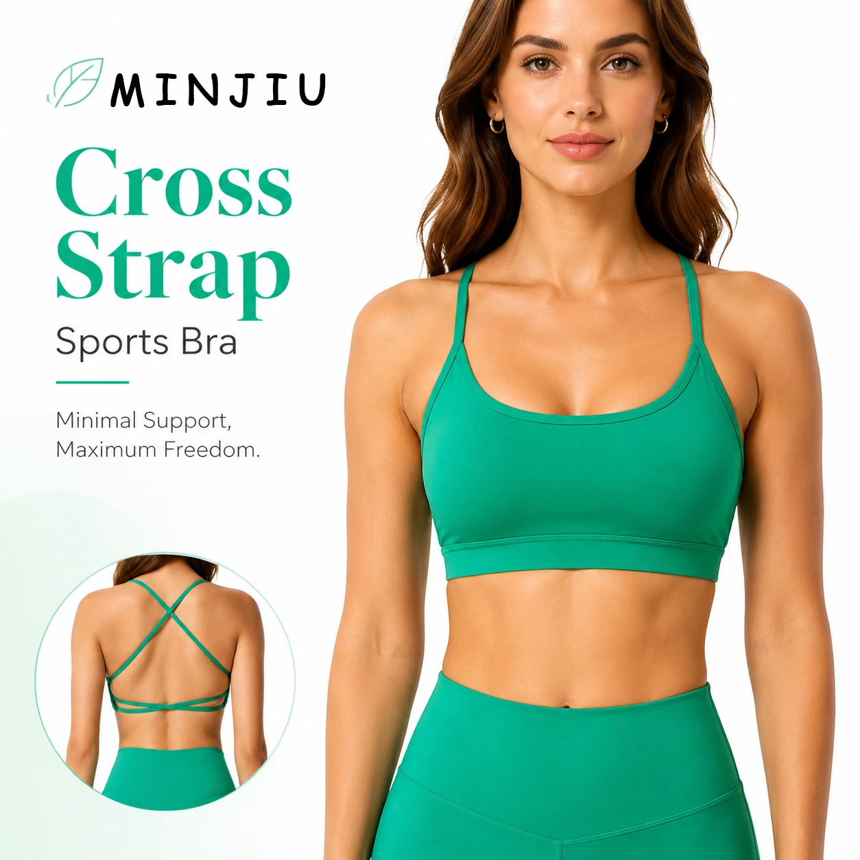 Colorful Strappy Sports Bra with Sexy Crisscross Back, Light Support & Quick-Dry Fabric, Ideal for Summer Workouts and Layering