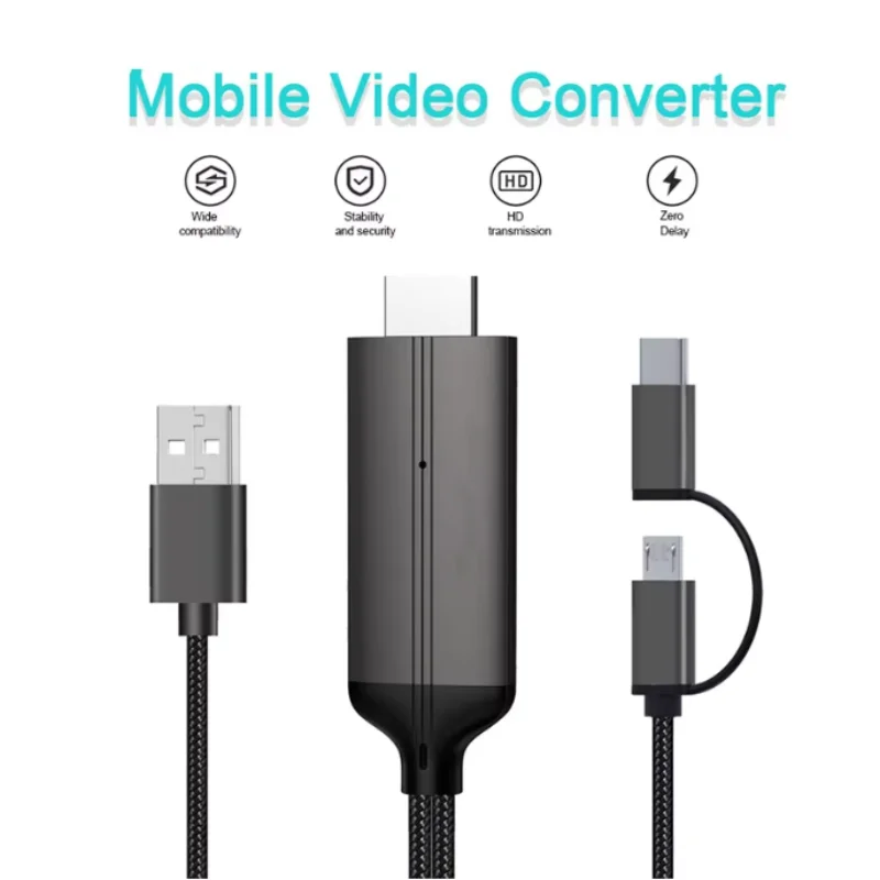 

USB-адаптер для трансляции HD-видео с экрана на телевизор, подключение через Type-C, функция дублирования экрана для Android HDTV