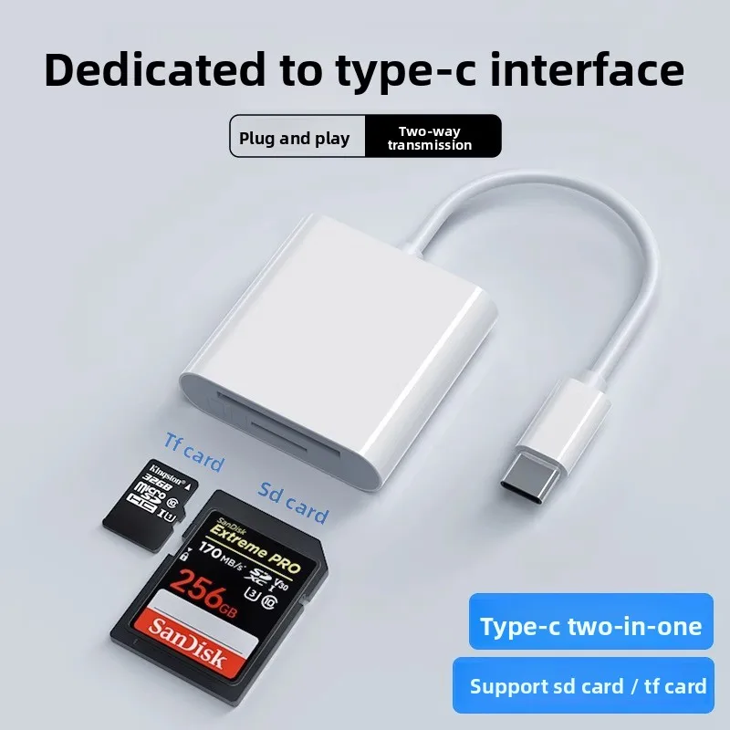 

Подходит для мобильных телефонов Apple TypeC, устройство для чтения карт SD/TF 2-в-1, конвертер для камеры планшета, совместимость с несколькими устройствами.