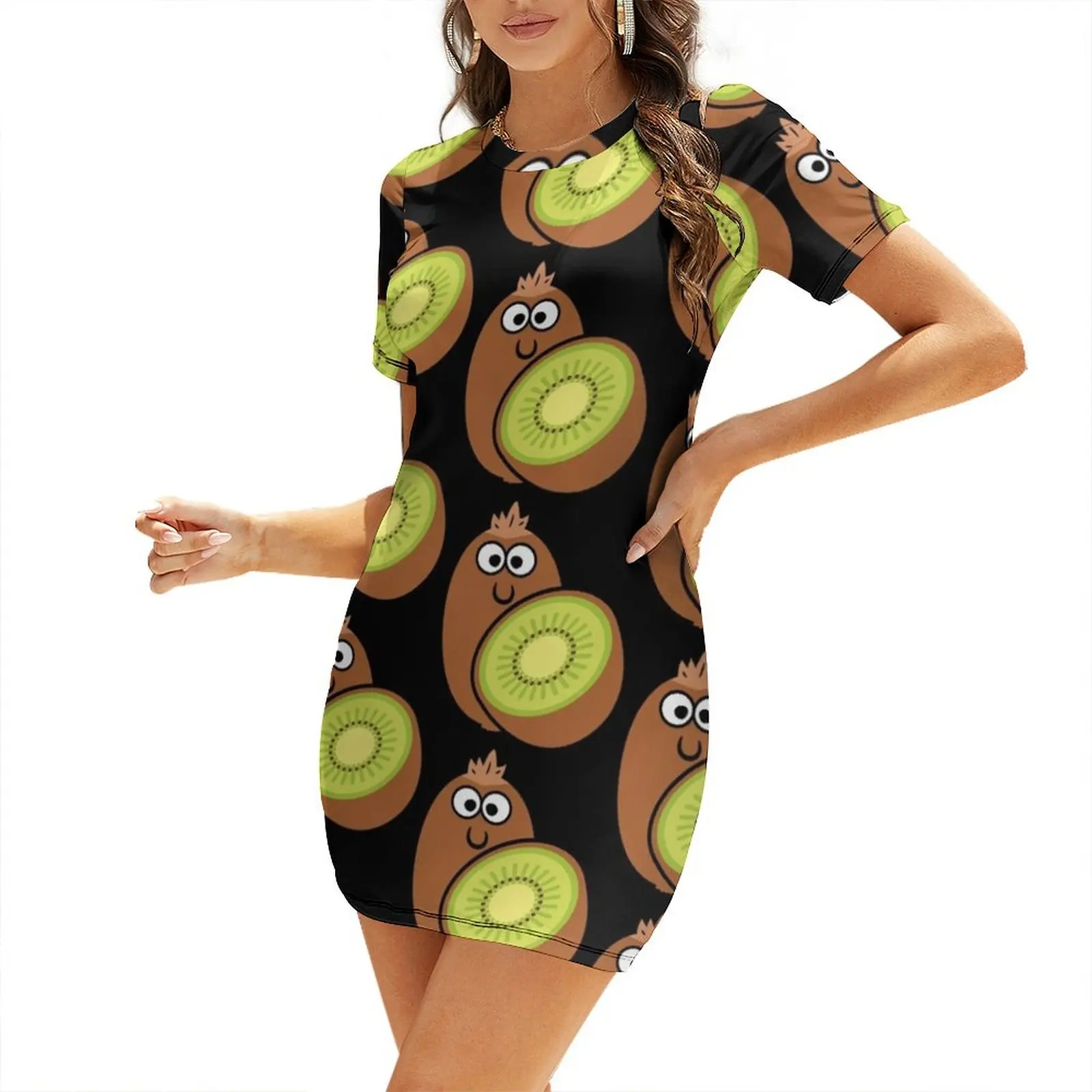 

New Zealand Kiwi Fruit Short-Sleeved Dress women's summer dresses 2026 summer clothes dress summer