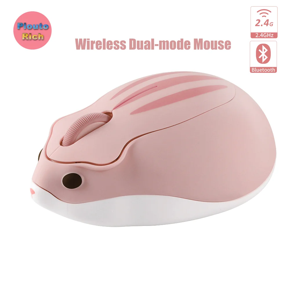 

Wireless Bluetooth Dual-mode Mouse Cute Hamster Mause Light Weight Portable Skin Friendly Feel Multiple Colors Office Use Gift