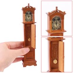 1Pc 1:12 Dollhouse Miniature Wood Floor Clock Grandfather Clock Doll Furniture Model