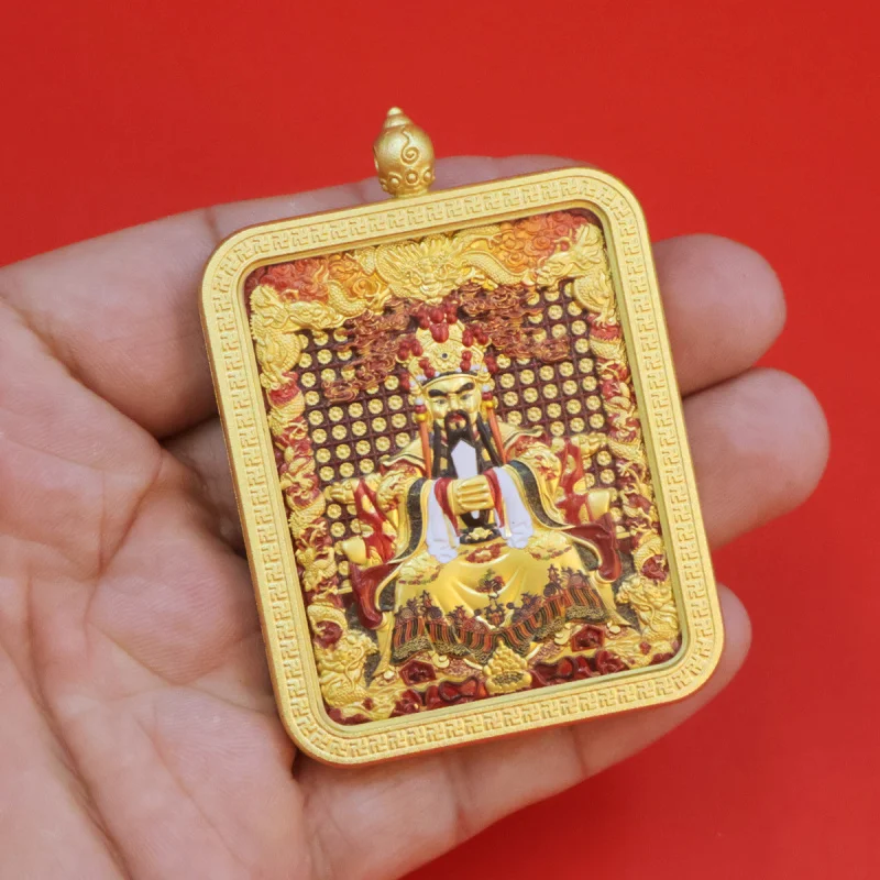 Wutai Mountain New Five Lords Manjushri Bodhisattva Pendant Thangka Buddha Amulet Necklace Wealth-Attracting Hand-Painted Double