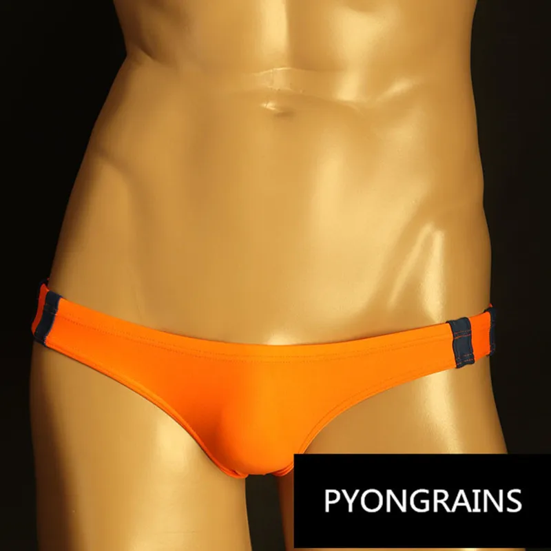 Men's Cotton G String Thong Underwear, Contrast Color Side Strap Design Low Rise High Elastic Sexy Male T-Back Panties
