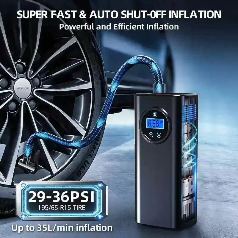 DC12V Car Air Compressor Cigarette Lighter Powered Tire Inflator Pointer Gauge For Auto Motorcycle Bicycle Ball Emergency Use