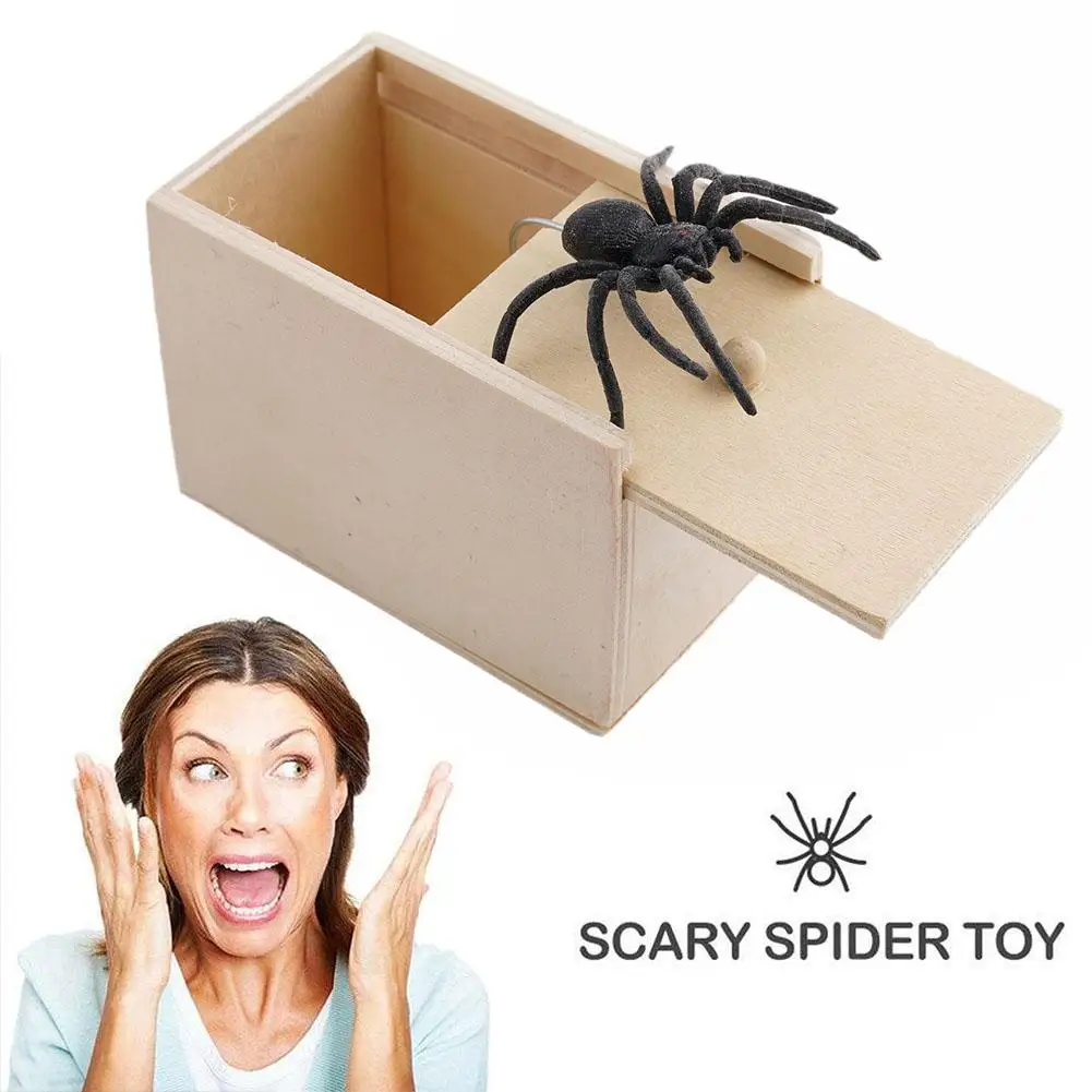 1 PC-Houten Prank Truc Bananasplit Thuiskantoor Schrikken Speelgoeddoos Gag Spider Ouders Vriend Grappig Spelen grap Gift Verrassende Bo