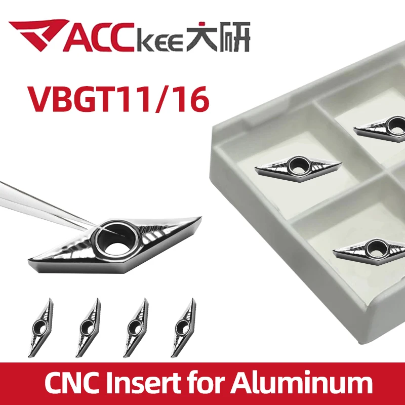 ACCKEE Aluminum Insert VBGT110302 AK H01 VBGT 110304 VBGT110308 VBGT160402 160404 160408 Turning Tools For AL CNC Lathe Cutter