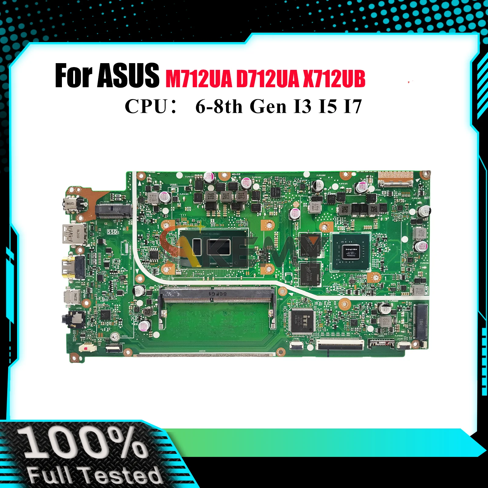 

X712UB Laptop Motherboard For ASUS VivoBook M712UA X712UA X712U D712UA Notebook Mainboard With I3 I5 I7 CPU 100% tests OK stk